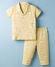 Ben Benny Interlock Knit Half Sleeves Shirt & Pyjama Co-ord Night Suit With Duck Print - Yellow