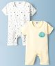 Ben Benny Interlock Knit Half Sleeves Triangular & Shell printed Rompers Pack Of 2 - Light Yellow & White