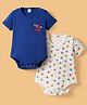 Ben Benny Interlock Knit Half Sleeves Onesies with Space Theme Print Pack of 2 - Navy Blue & White