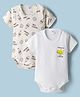Ben Benny Interlock Knit Half Sleeves Onesies with Best Buddies Print Pack of 2 - White & Cream
