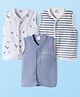 Ben Benny Interlock Knit Sleeveless Striped & Animal Printed Front Open Jhablas Pack of 3 - Multicolor