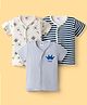 Ben Benny Interlock Knit Half Sleeves Front Open Jhablas with Space Theme Print Pack of 3 - Grey, White & Navy Blue
