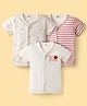 Ben Benny Interlock Knit Half Sleeves Striped & Floral Printed Jhablas Pack of 3 - White & Pink
