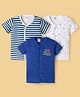 Ben Benny Interlock Knit Half Sleeves Striped & Text Printed Jhablas Pack of 3 - Blue & White