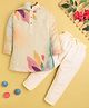 Jeet Ethnics Cotton Blend Knit Full Sleeves Floral Printed Kurta & Pyjama Set - Beige