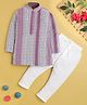 Jeet Ethnics Cotton Blend Knit Full Sleeves Thread Work Embroidered Kurta & Pyjama Set - Purple