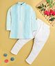 Jeet Ethnics Cotton Blend Knit Full Sleeves Thread Work Embroidered Kurta & Pyjama Set - Blue