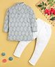 Jeet Ethnics Cotton Blend Knit  Full Sleeves Ethnic Motifs Printed Kurta & Pyjama Set - Grey