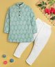 Jeet Ethnics Cotton Blend Knit  Full Sleeves Ethnic Motifs Printed Kurta & Pyjama Set - Turquoise