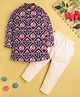 Jeet Ethnics Cotton Blend Knit  Full Sleeves Animals Printed Kurta & Pyjama Set - Multi Colour