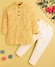 Jeet Ethnics Cotton Blend Knit Full Sleeves Striped Kurta & Pyjama Set - Yellow