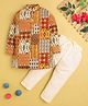 Jeet Ethnics Cotton Blend Knit Full Sleeves Ethnic Printed Kurta & Pyjama Set - Yellow