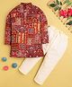 Jeet Ethnics Cotton Blend Knit Full Sleeves Ethnic Printed Kurta & Pyjama Set - Maroon