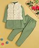 Jeet Ethnics Cotton Blend Knit Full Sleeves Kurta & Pyjama Set With Sequins Embellished Ethnic Motifs Embroidered Jacket - Green