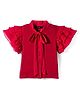 Pine Kids Cotton Lycra Knit Half Sleeves Solid Top - Red