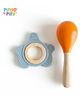 Pingo Play Premium Silicone Teether With Wooden Ring + Wooden Maracas Combo | BPA-Free, Non-Toxic Beech Wood Teether for 3+ Months