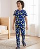 Pine Kids Single Jersey Knit Half Sleeves T-Shirt & Pajama Night Suit With Alphabet Print - Blue