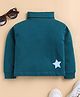 Unfab Cotton Knit Full Sleeves Solid Light Turtle Neck Thermal Vest - Deep Green