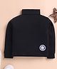 Unfab Cotton Knit Full Sleeves Solid Light Turtle Neck Thermal Vest - Black