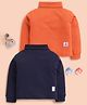 Unfab Cotton Knit Pack Of 2  Full Sleeves Solid Light Turtle Neck Thermal Vests - Rust & Navy Blue
