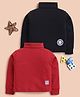 Unfab Cotton Knit Pack Of 2 Full Sleeves Solid Light Turtle Neck Thermal Vests - Red & Black