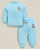 MOONKIDS Cotton Blend Knit Full Sleeves Panda On The Moon Printed Turtle Neck Thermal Vest Set - Sky Blue