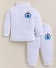 MOONKIDS Cotton Blend Knit Full Sleeves Camera Printed Turtle Neck Thermal Vest Set - White