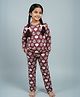 Funkrafts Knitted Full Sleeves Cupcake Printed Coordinating Tee & Pajama Set - Mauve