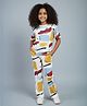 Funkrafts Knitted Knit Full Sleeves Abstract Printed Coordinating Tee & Pant Set - Multi Colour