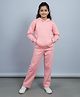 Funkrafts Knitted Knit Full Sleeves Solid Winter Hooded Sweatshirt With Pant Set - Pink