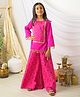 Fairies Forever Cotton Silk Woven Three Fourth Sleeves Gota Lace Embellished Bandhej Style Kurti & Palazzo Set - Dark Pink