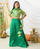 Fairies Forever Silk Woven Half Sleeves Floral Embroidered Tassels Detailed Lehenga Choli Set With Dupatta - Green