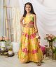 Fairies Forever Silk Woven Sleeveless Floral Printed Lace Embellished Lehenga Choli Set - Yellow