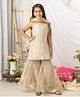 Fairies Forever Tissue Woven Sleeveless Polka Dots Designed Kurti & Sharara With Dupatta Set - Beige