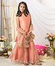 Fairies Forever Tissue Woven Sleeveless Abstract Foil Printed Kurti & Sharara With Dupatta Set - Dark Peach