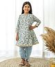 Fairies Forever Cotton Woven   Three Fourth Sleeves Floral Printed Lace Embellished Kurti & Salwar Set - Light & Sky Blue