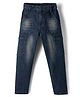 Pine Kids Denim Woven Full Length Washed Jeans - Navy Blue