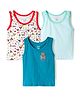 OHMS Single Jersey Knit Sleeveless Vests with Animals Print & Stripes Pack of 3 - White