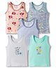 OHMS Single Jersey Knit Sleeveless Vests With Vehicle Print Pack Of 5 - Multicolour