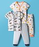 OHMS Single Jersey Knit Half Sleeves T-Shirts & Pyjamas Co-ord Night Suits With Animal & Space Theme Print Pack of 2 - Multicolor