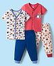 OHMS Single Jersey Knit Half Sleeves T-Shirts & Pyjamas Night Suits With Sea Animals & Nautical Theme Print Pack of 2 - Multicolor