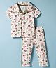 OHMS Single Jersey Knti Half Sleeves Shirt & Pajama Co-ords Night Suit With Fish Print - White