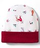 OHMS Interlock Knit Baby Cap With Deer Print Dark Red - Diameter 14 cm