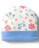 OHMS Interlock Knit Baby Cap With Floral Print Light Blue - Diameter 14 cm