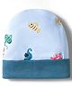 OHMS Interlock Knit Cap With Sea Life Print Light Blue - Diameter 14 cm