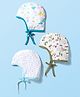 OHMS Single Jersey Knit Baby Caps With Animal & Heart Print Pack of 3 White - Diameter 10 cm