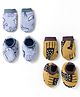 OHMS Interlock Knit Mittens and Booties With Giraffe & Bird Print Pack of 2 - Light Blue & Yellow