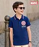 Honeyhap Marvel 100% Cotton Knit Half Sleeves Polo T-Shirt With Avengers Graphic - Navy Blue
