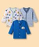 OHMS Single Jersey Knit Full Sleeves Front Open Jhablas Pack Of 3 - Blue White & Navy Blue
