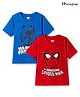 Honeyhap Marvel Single Jersey Knit Half Sleeves T-Shirts with Avengers Graphic Pack of 2 - Red & Blue